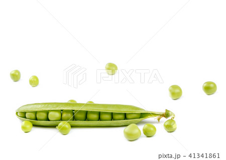 Fruits of green peas on white background. Fruits of green peas on white background. 41341861