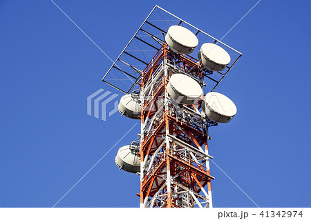 telecommunication tower with the blue sky. Cell Phone Signal Tower, antennas 41342974