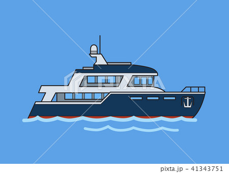 Two-deck ship, double-decker. Flat vector illustration. Isolated on blue background. 41343751