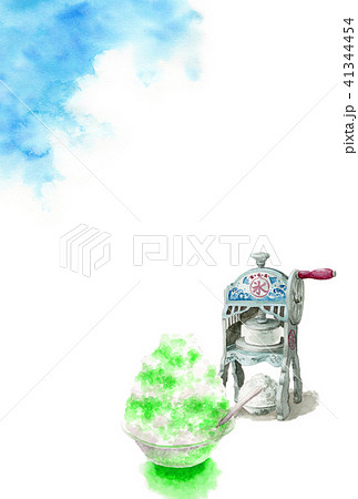 かき氷と青空の暑中見舞いハガキ かき氷と青空の暑中見舞いハガキ 41344454