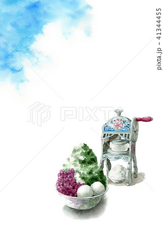 かき氷と青空の暑中見舞いハガキ 41344455