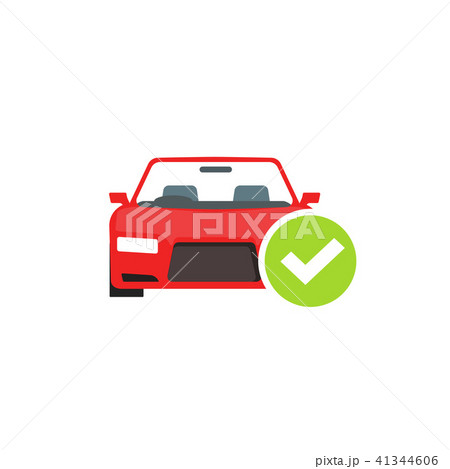 Red car with green checkmark, auto check test diagnostic concept 41344606