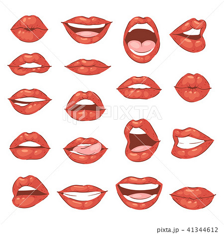 Lip kiss vector cartoon smile and beautiful red... - Stock Illustration  [41344612] - PIXTA