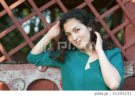 beautiful woman posing in summer forest 41345231