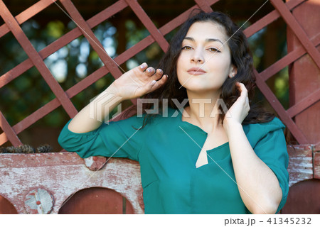 beautiful woman posing in summer forest 41345232