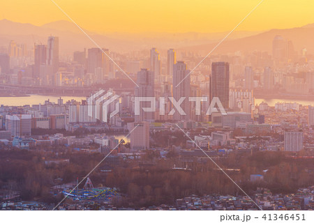 Sunset at Seoul City Skyline,South Korea 41346451