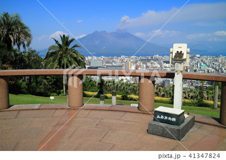 長島美術館から見る桜島と鹿児島市の街並み 41347824