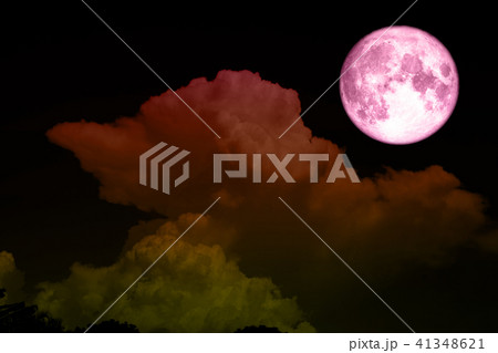 full pink moon and light blue heap cloud night sky 41348621
