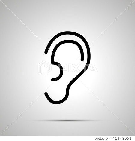 Simple black human ear icon with with shadow Simple black human ear icon with with shadow 41348951