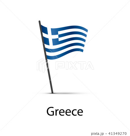 Greece flag on pole, infographic element on white 41349270