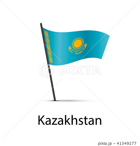 Kazakhstan flag on pole, infographic element 41349277