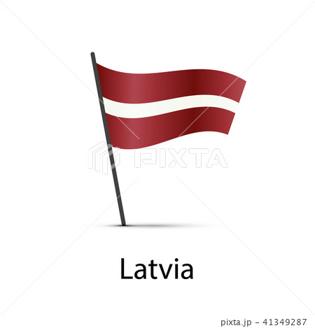 Latvia flag on pole, infographic element on white 41349287