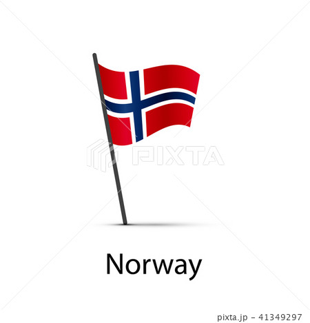 Norway flag on pole, infographic element on white 41349297