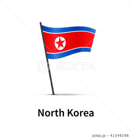 North Korea flag on pole, infographic element 41349298