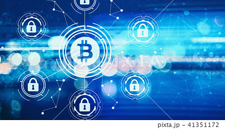 Bitcoin security theme with blurred abstract lights 41351172