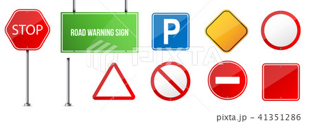 Creative vector illustration of road warning sign isolated on transparent background. Art design 41351286