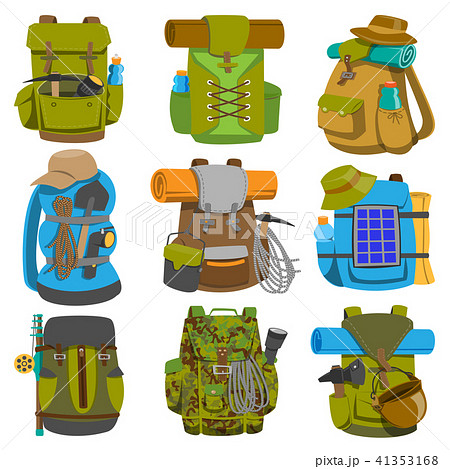Backpack Camp Vector Backpacking Travel Bag のイラスト素材