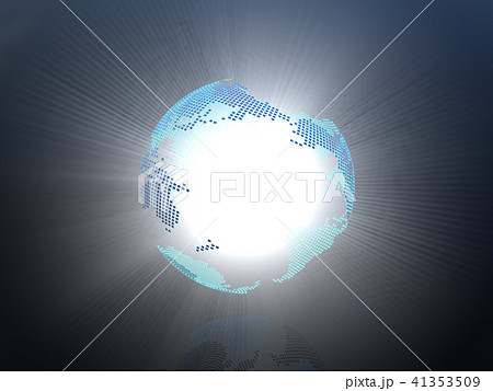 CG　3D　イラスト　デザイン　地球　世界地図　デザイン　ドット 41353509