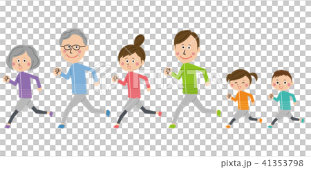 Pop 3 generations family running - Stock Illustration [41353798] - PIXTA