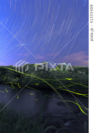 ゲンジボタルの光跡と星の日周運動 41355409