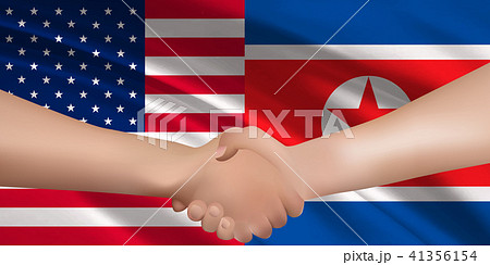 アメリカ 北朝鮮 国旗 背景 のイラスト素材