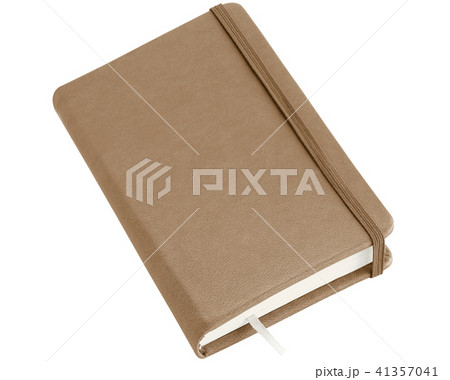 Brown leather notebook with elastic band closure Brown leather notebook with elastic band closure 41357041