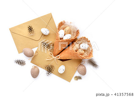 Waffle Cones with Easter Eggs with envelopes 41357568