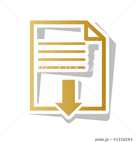 File download sign. Vector. Golden gradient icon with white cont File download sign. Vector. Golden gradient icon with white cont 41358264