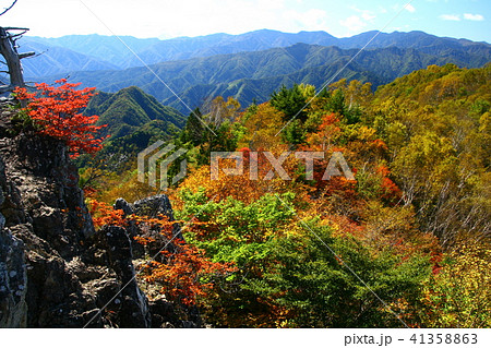 秋の両神山 紅葉の山頂 秋の両神山 紅葉の山頂 41358863
