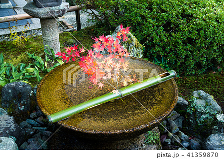 京都 圓光寺 水琴窟の写真素材