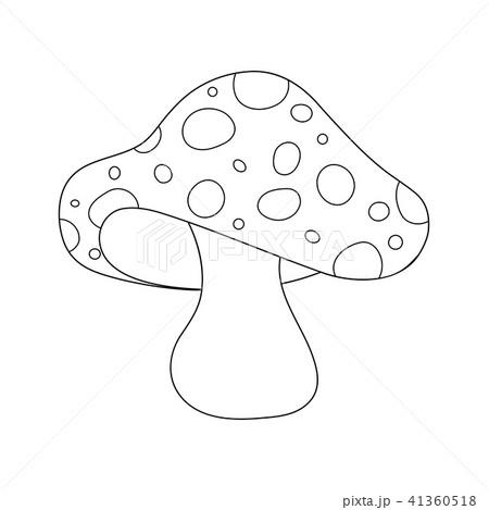 cartoon toadstool outline isolated on white のイラスト素材 [41360518] - PIXTA