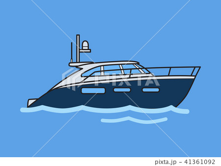 Speedboat, motor yacht in the sea. Flat vector illustration. Isolated on blue background. 41361092