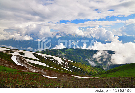 Panorama of Caucasian mountains from Rosa Khutor resort in Russia Panorama of Caucasian mountains from Rosa Khutor resort in Russia 41362436