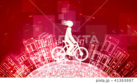 Cheery man rides an abstract bicycle Cheery man rides an abstract bicycle 41363697