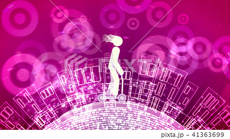 Brave guy propels an abstract kick scooter 41363699