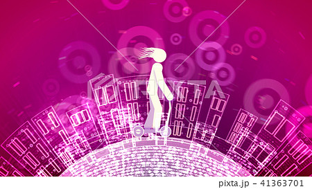 Funny guy pushes his abstract kick scooter 41363701