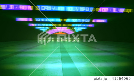 Yellow and Rosy Lines with Letters in Tunnel 41364069