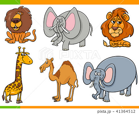 cartoon safari animals funny characters set 41364512