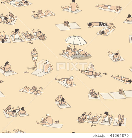 Seamless pattern background summer people beach Seamless pattern background summer people beach 41364879