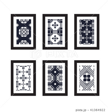 Asian picture frame vector with pattern fills Asian picture frame vector with pattern fills 41364922