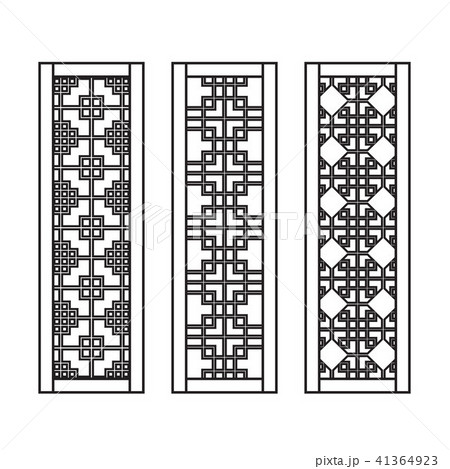 Traditional Asian Window and Door Pattern 41364923