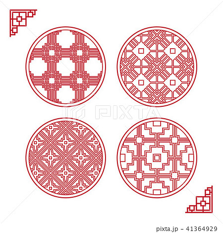 Traditional Asian Window Pattern, vector set 41364929