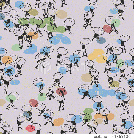 Seamless pattern of people walking with umbrella 41365180