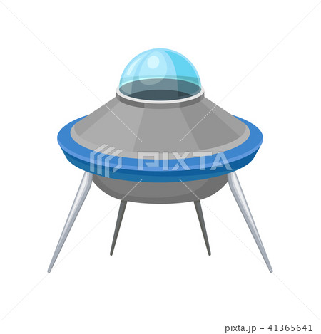 Futuristic saucer shaped flying craft. Extraterrestrial spaceship. Big alien spacecraft with four 41365641