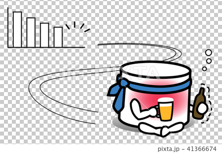 下降型棒グラフ ヤケ酒 ビールのイラスト素材