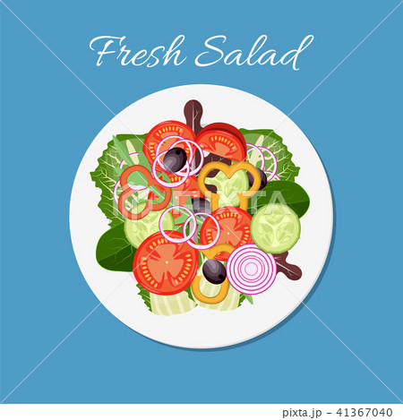 Fresh vegetable and green leaf salad dish 41367040
