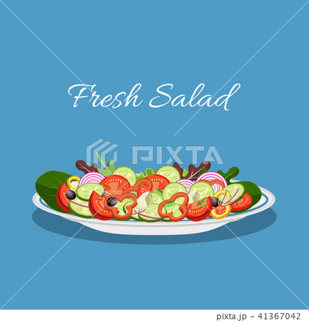 Fresh vegetable and green leaf salad dish 41367042