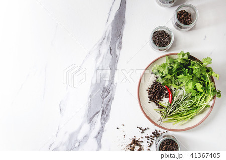 Variety of black peppers 41367405