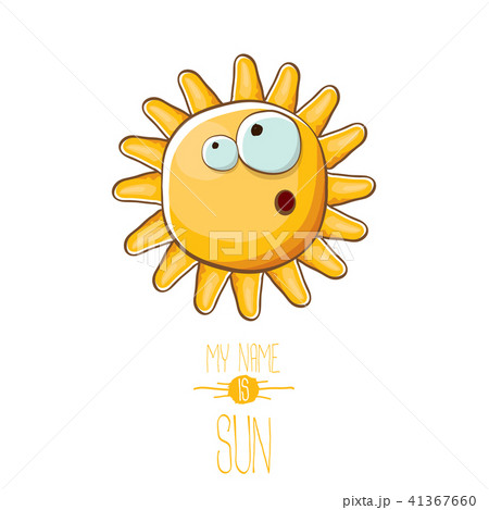 vector funky cartoon style summer sun character isolated on white background. My name is sun concept 41367660