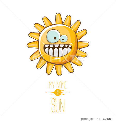 vector funky cartoon style summer sun character isolated on white background. My name is sun concept 41367661